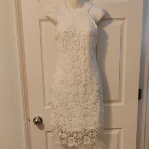 Elegant White Lace Midi Dress